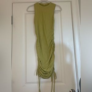 Cotton, rouched, green summer dress